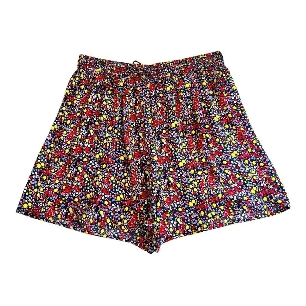 J Crew Floral Print Elastic Waist High Rise Womens Size S Pull On 3 inch Inseam